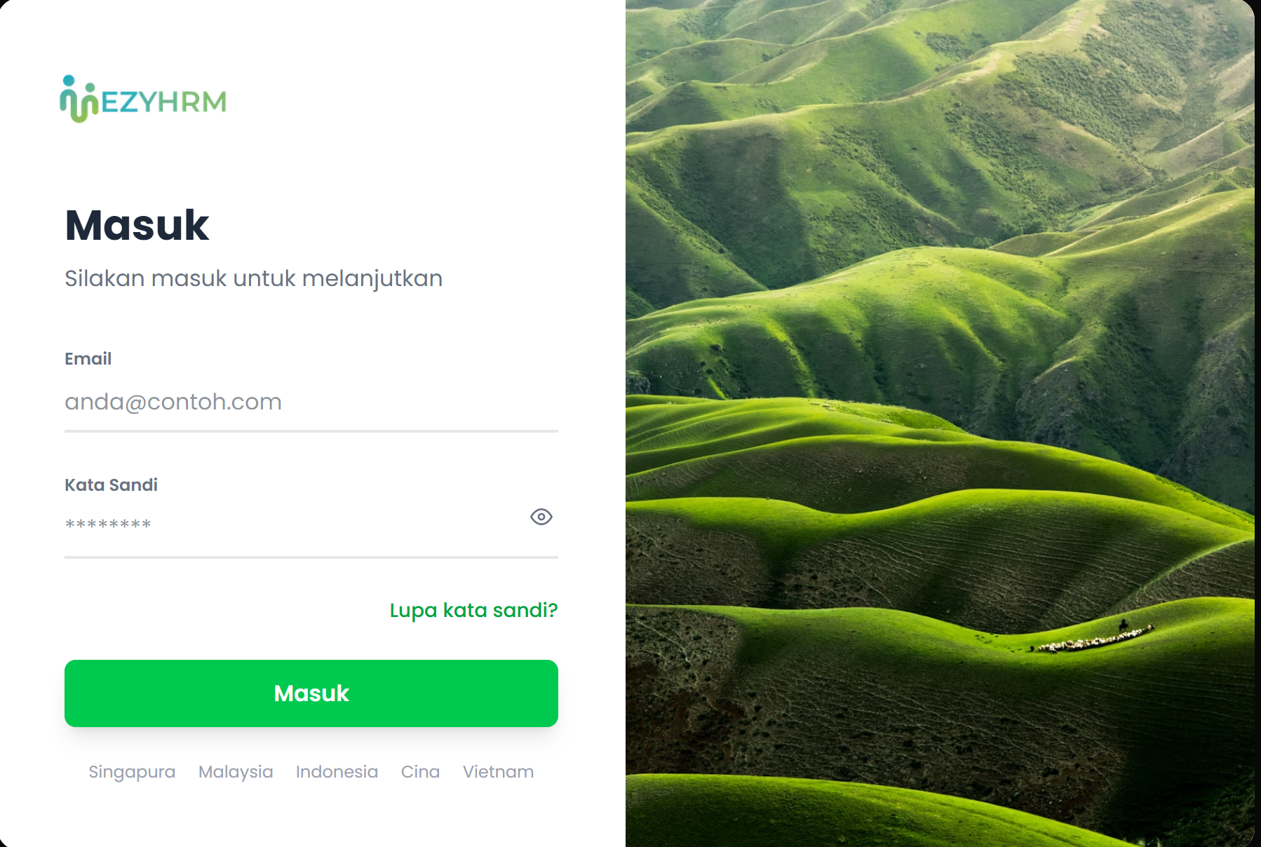 Tampilan login EZY HR